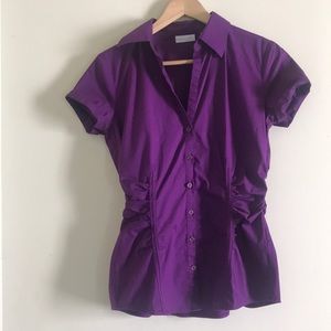 NEW YORK&COMPANY BUTTON DOWN BLOUSE - PURPLE